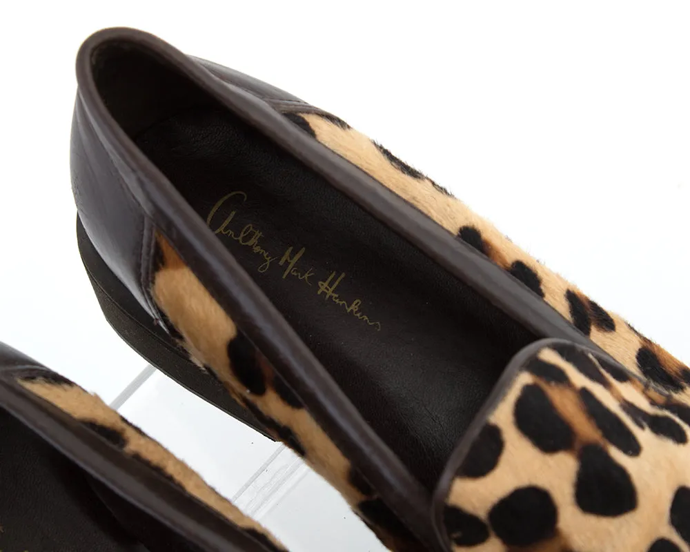 1990s Leopard Print Pony Hair & Leather Loafers | size 10/10.5