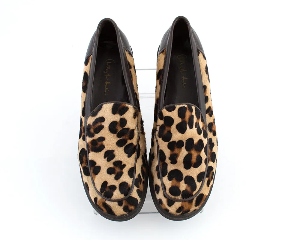1990s Leopard Print Pony Hair & Leather Loafers | size 10/10.5