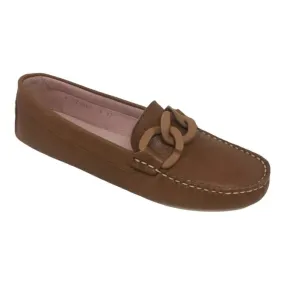 49914 - Tan Soft Leather Soft Loafer for Teen/Women by Pretty Ballerinas
