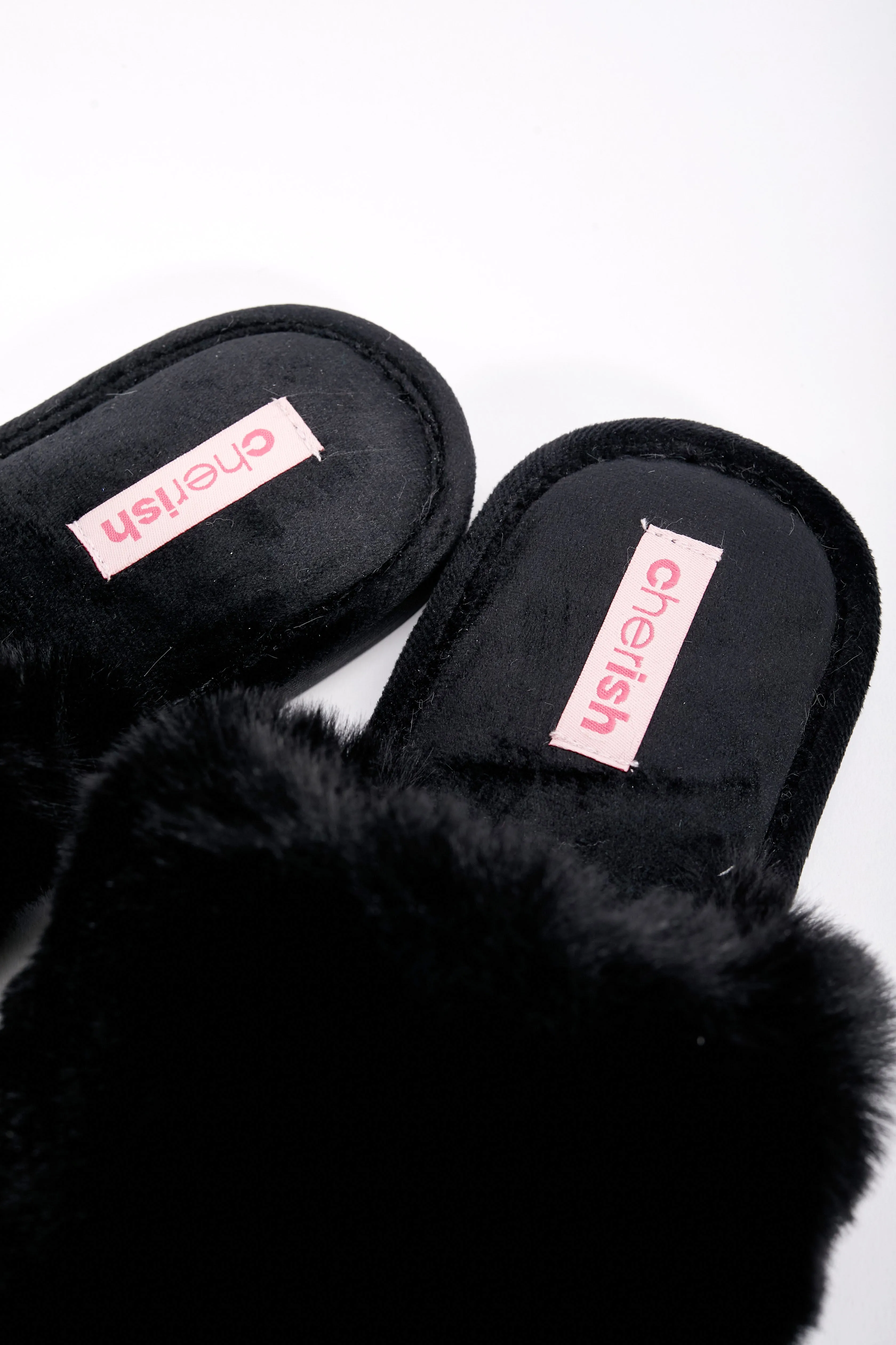 Black Faux Fur Slippers