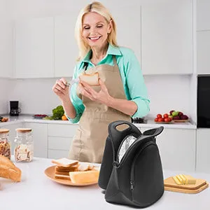 Black Insulated Lunch Bag Tote – Thick, Durable Neoprene Lunch Bags with Double-Layer Insulation & Insulated Bottle Holder