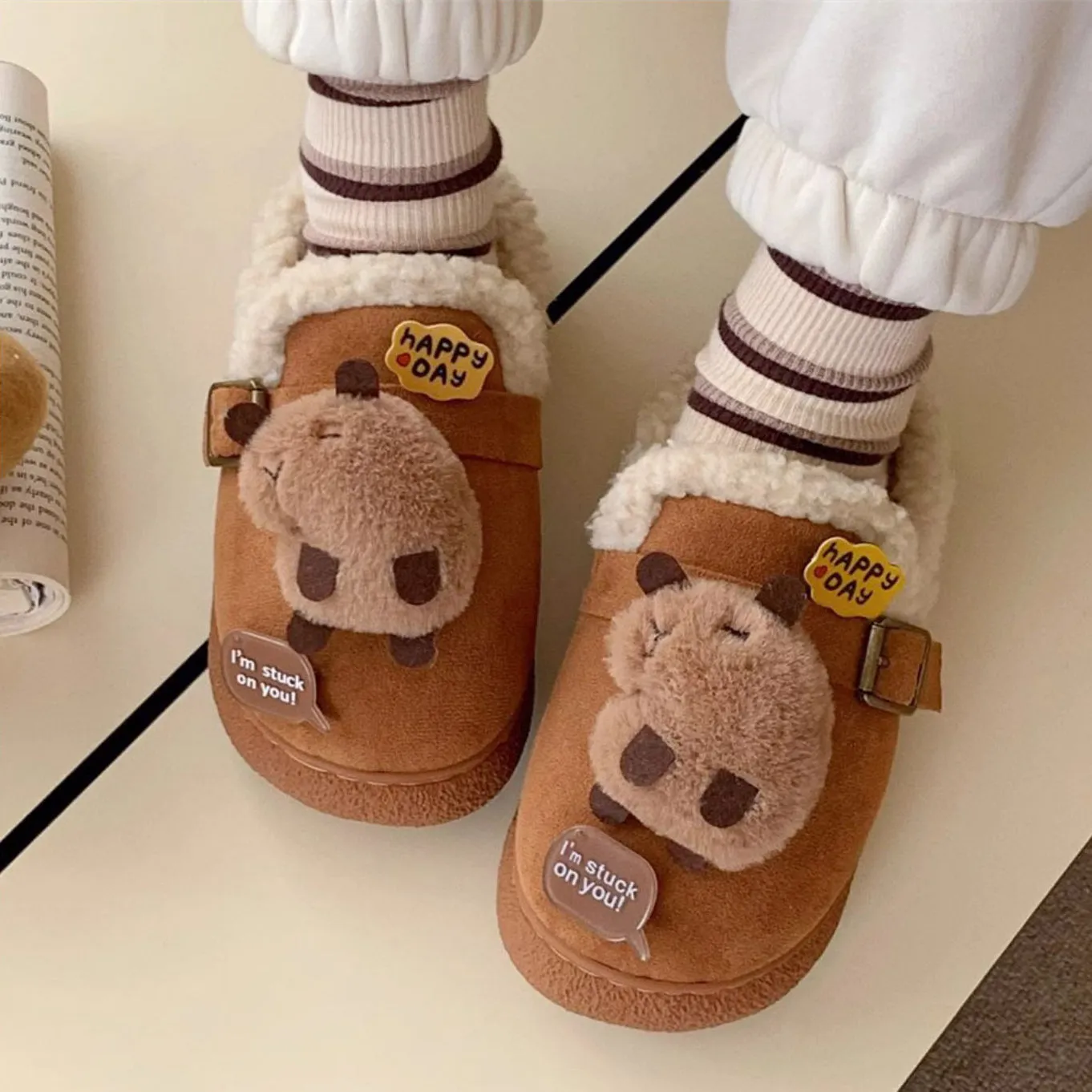 Capybara Fleece Slippers
