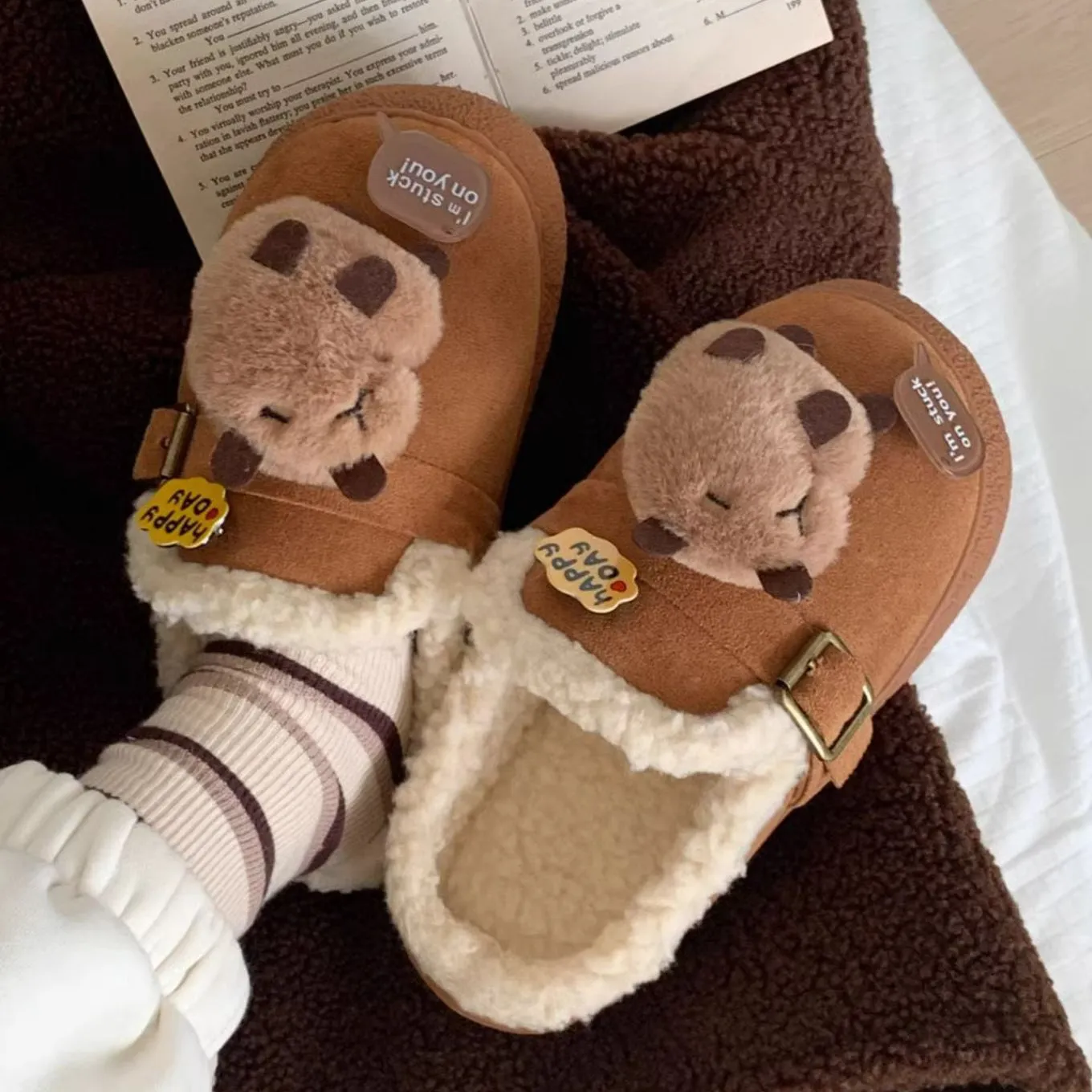 Capybara Fleece Slippers
