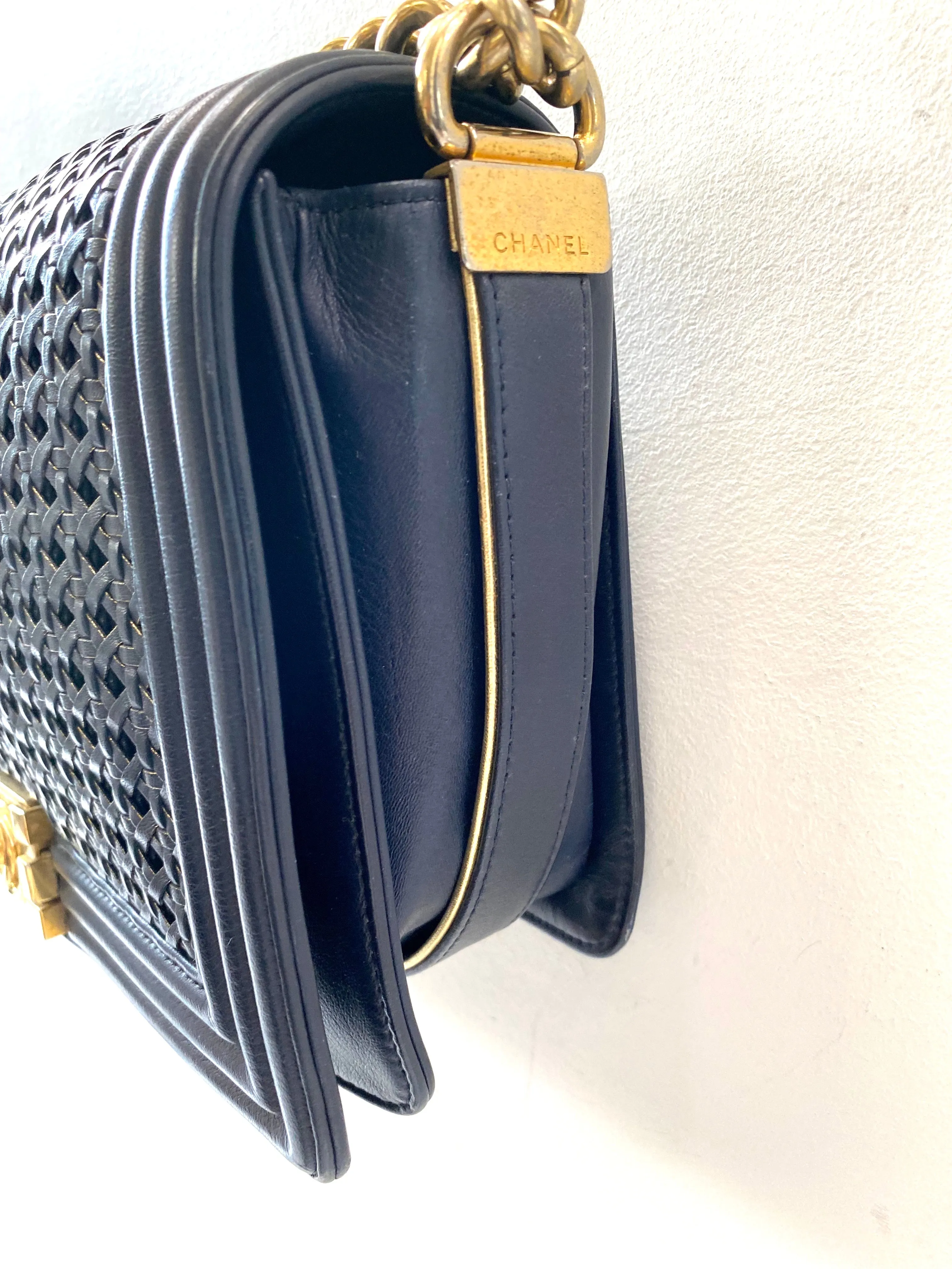 CHANEL BOY FLAP BRAIDED SHEEPSKIN NEW MEDIUM BAG