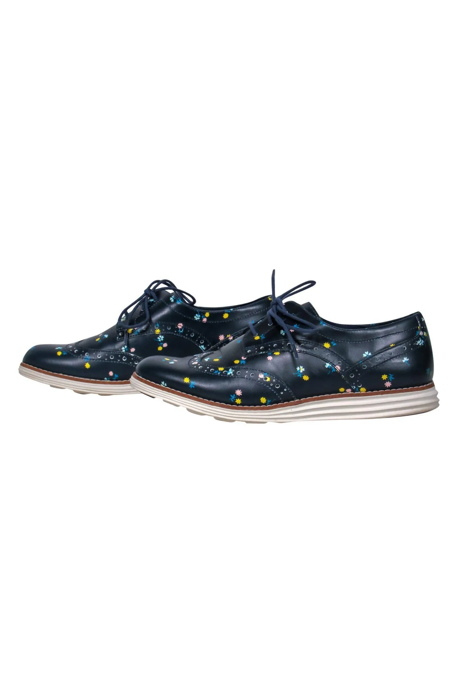 Cole Haan - Navy Floral Print Lace-Up Loafers Sz 7.5
