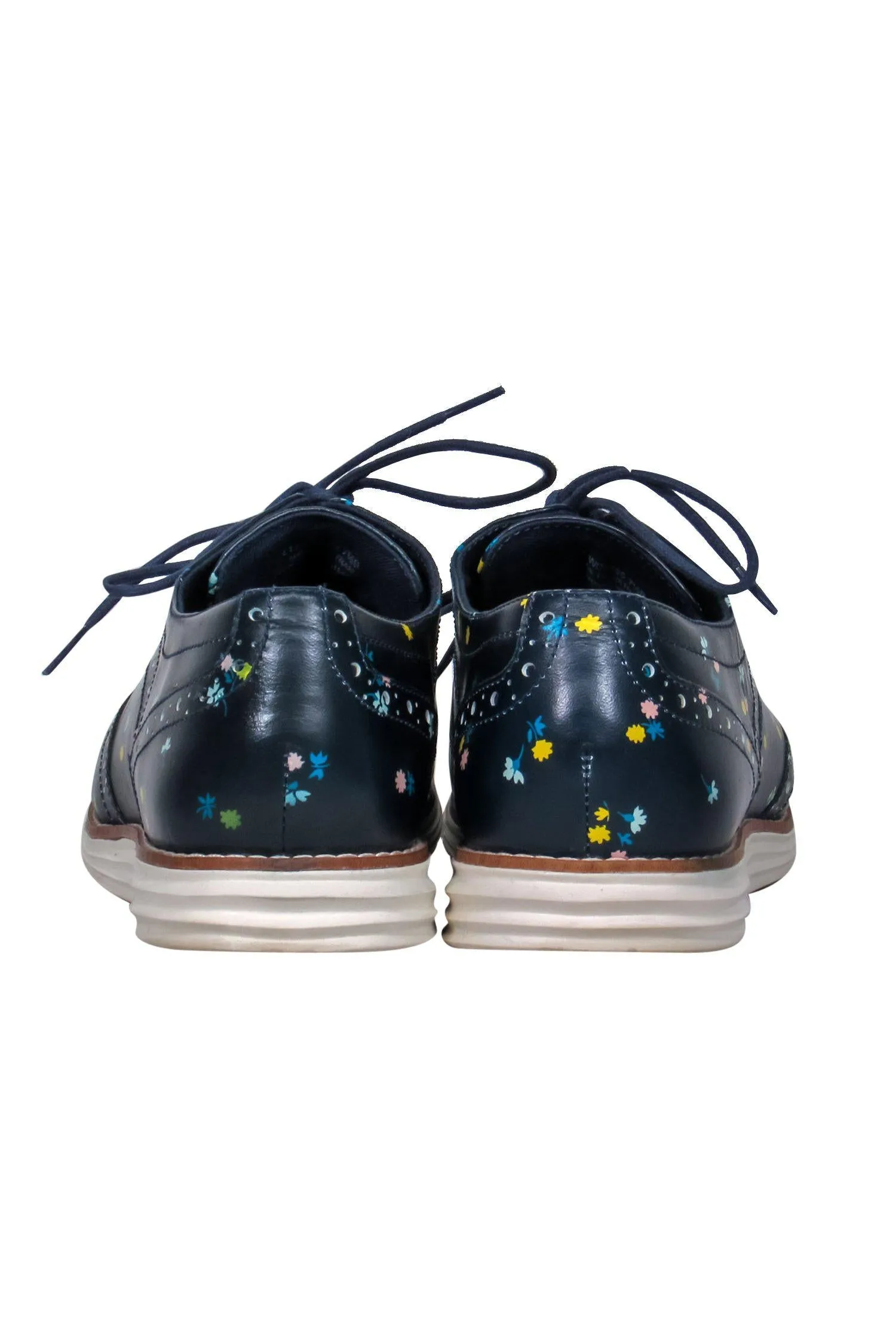 Cole Haan - Navy Floral Print Lace-Up Loafers Sz 7.5
