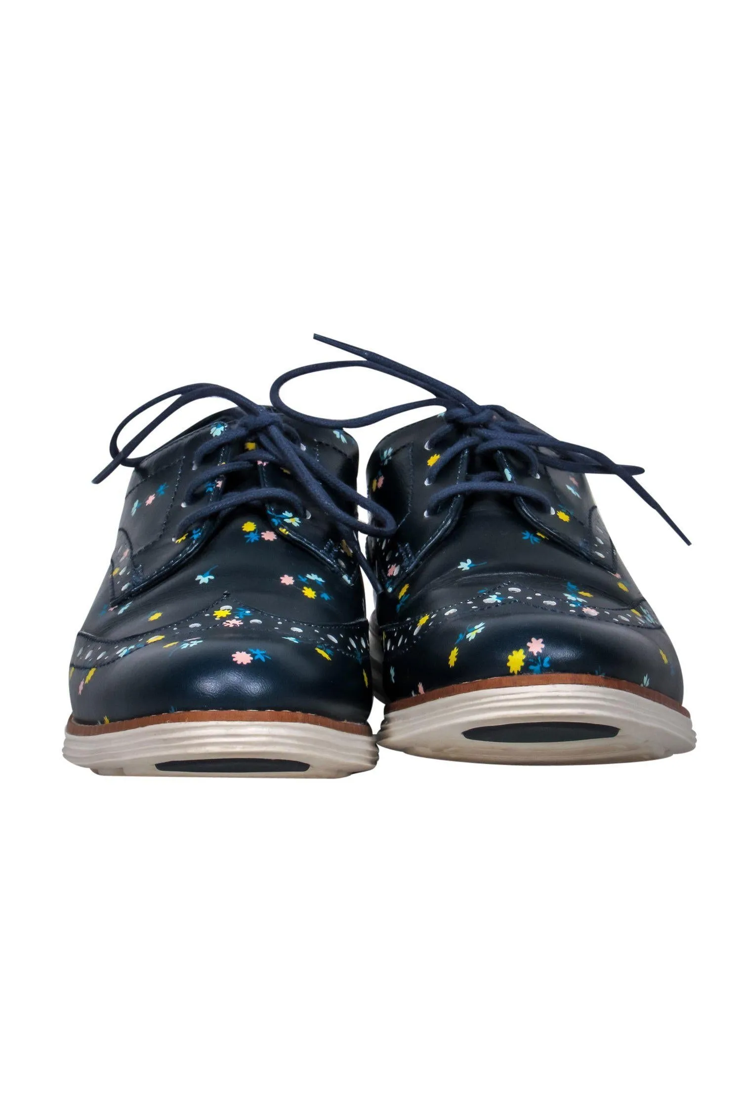 Cole Haan - Navy Floral Print Lace-Up Loafers Sz 7.5