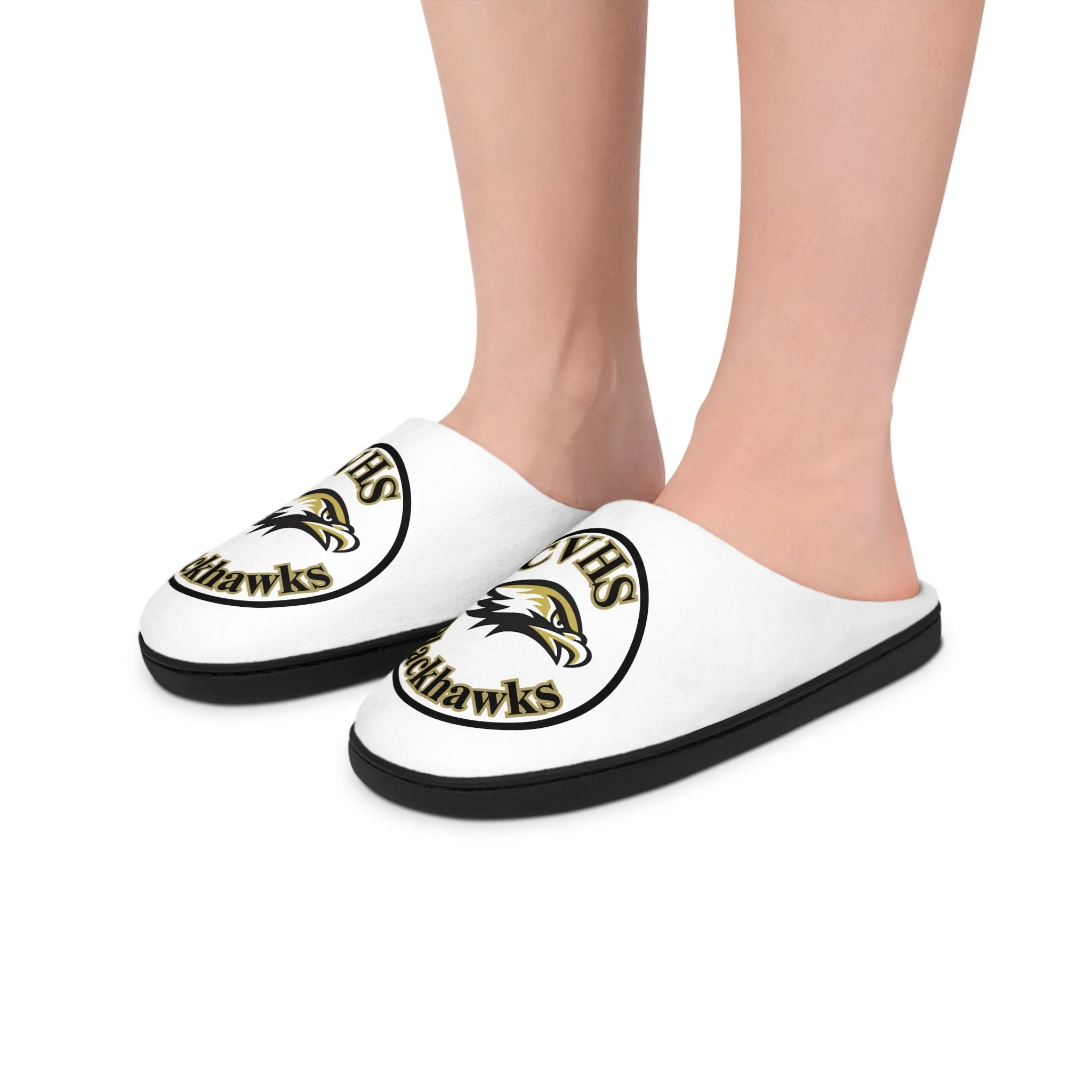 CVHS Blackhawk Circle Logo Men's Soft Flannel Fleece Indoor Slippers