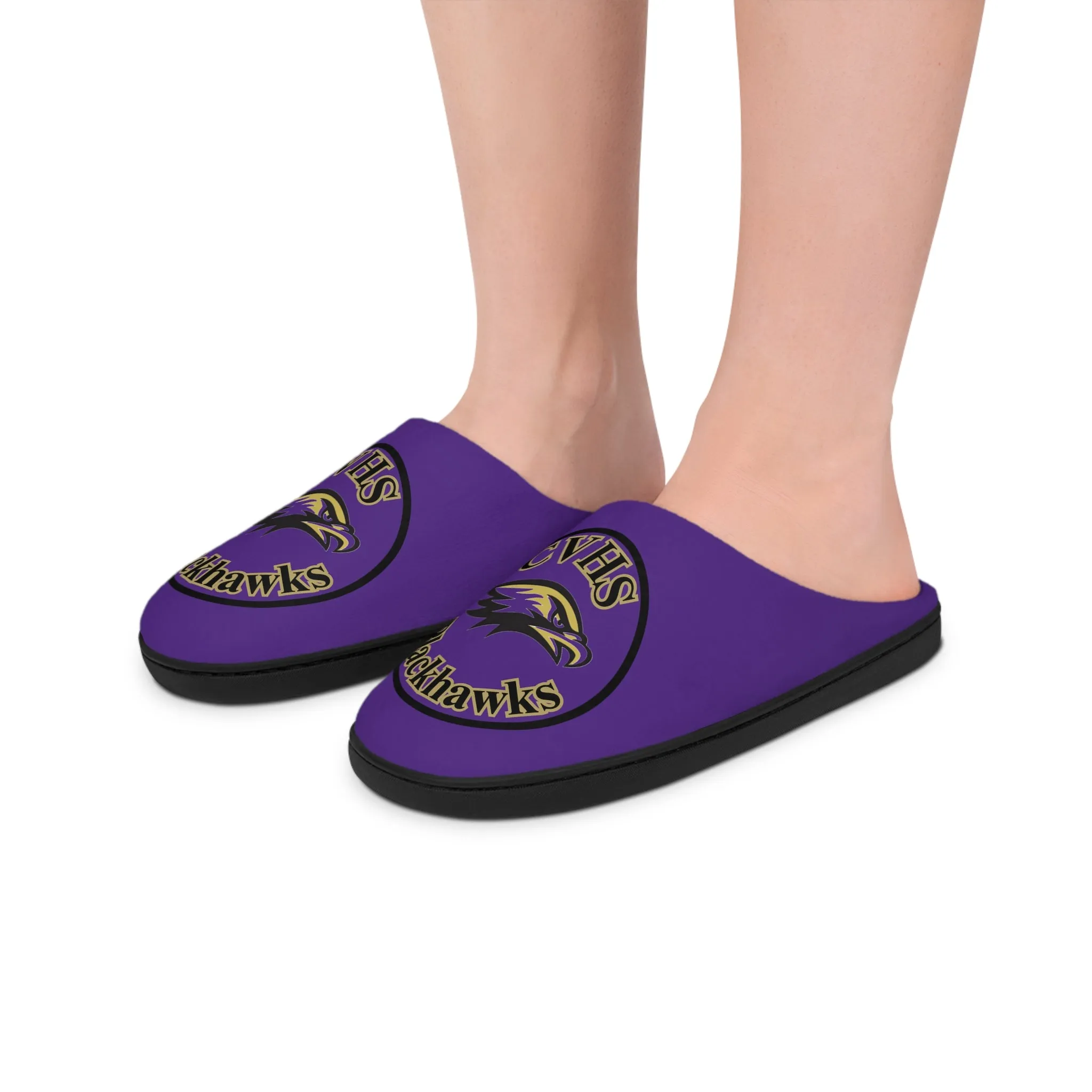 CVHS Blackhawk Circle Logo Women's Soft Flannel Fleece Indoor Slippers