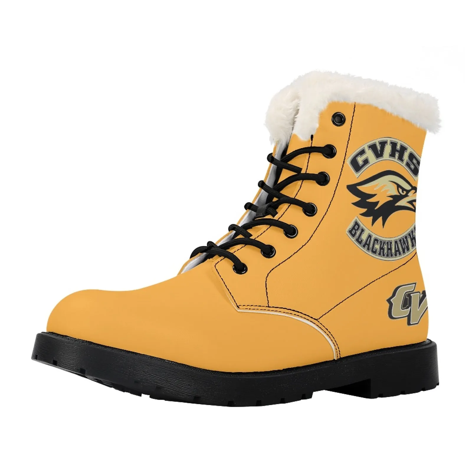 CVHS Seniors Rocker & 2025 Logo Women's Fur Top Combat Style Boots