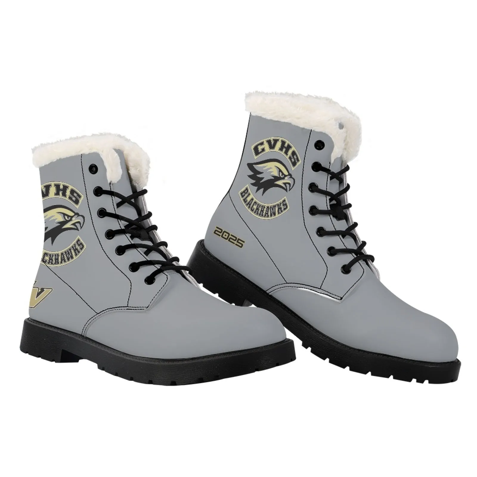 CVHS Seniors Rocker & 2025 Logo Women's Fur Top Combat Style Boots