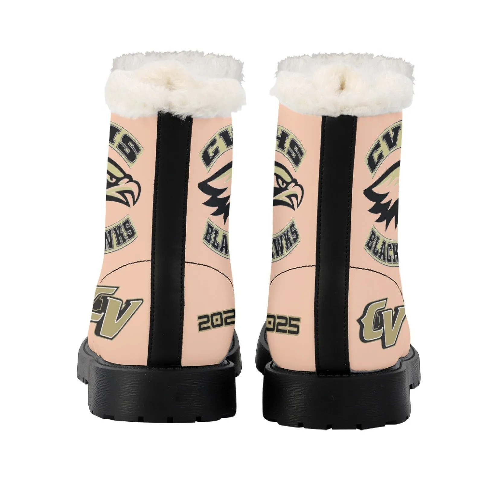 CVHS Seniors Rocker & 2025 Logo Women's Fur Top Combat Style Boots