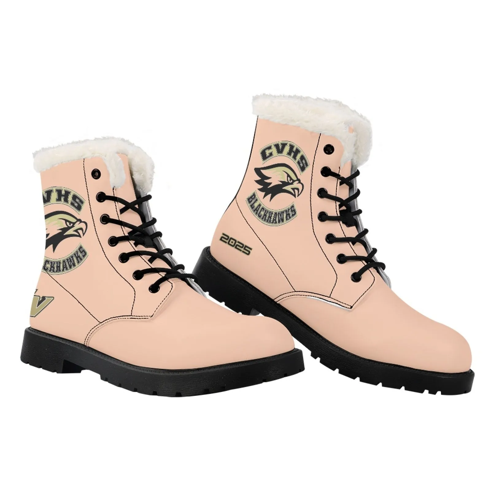 CVHS Seniors Rocker & 2025 Logo Women's Fur Top Combat Style Boots