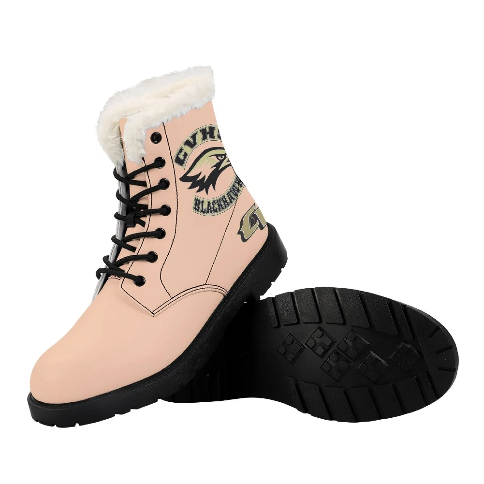 CVHS Seniors Rocker & 2025 Logo Women's Fur Top Combat Style Boots