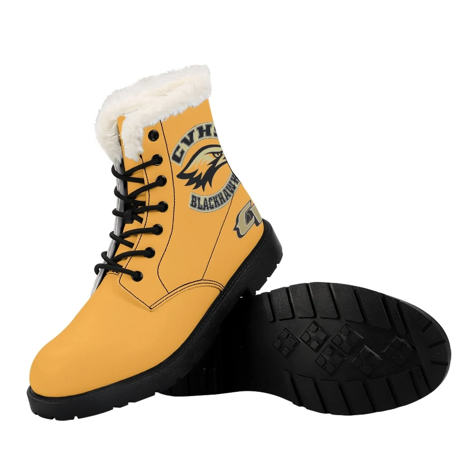 CVHS Seniors Rocker & 2025 Logo Women's Fur Top Combat Style Boots