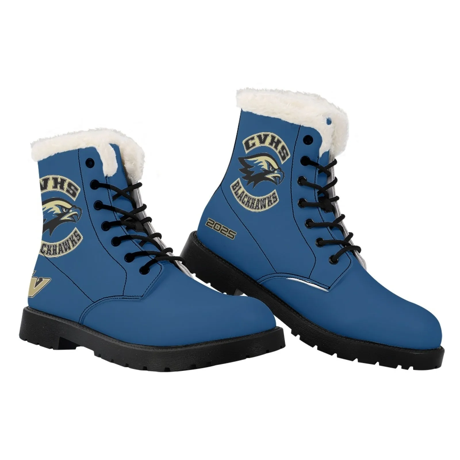 CVHS Seniors Rocker & 2025 Logo Women's Fur Top Combat Style Boots