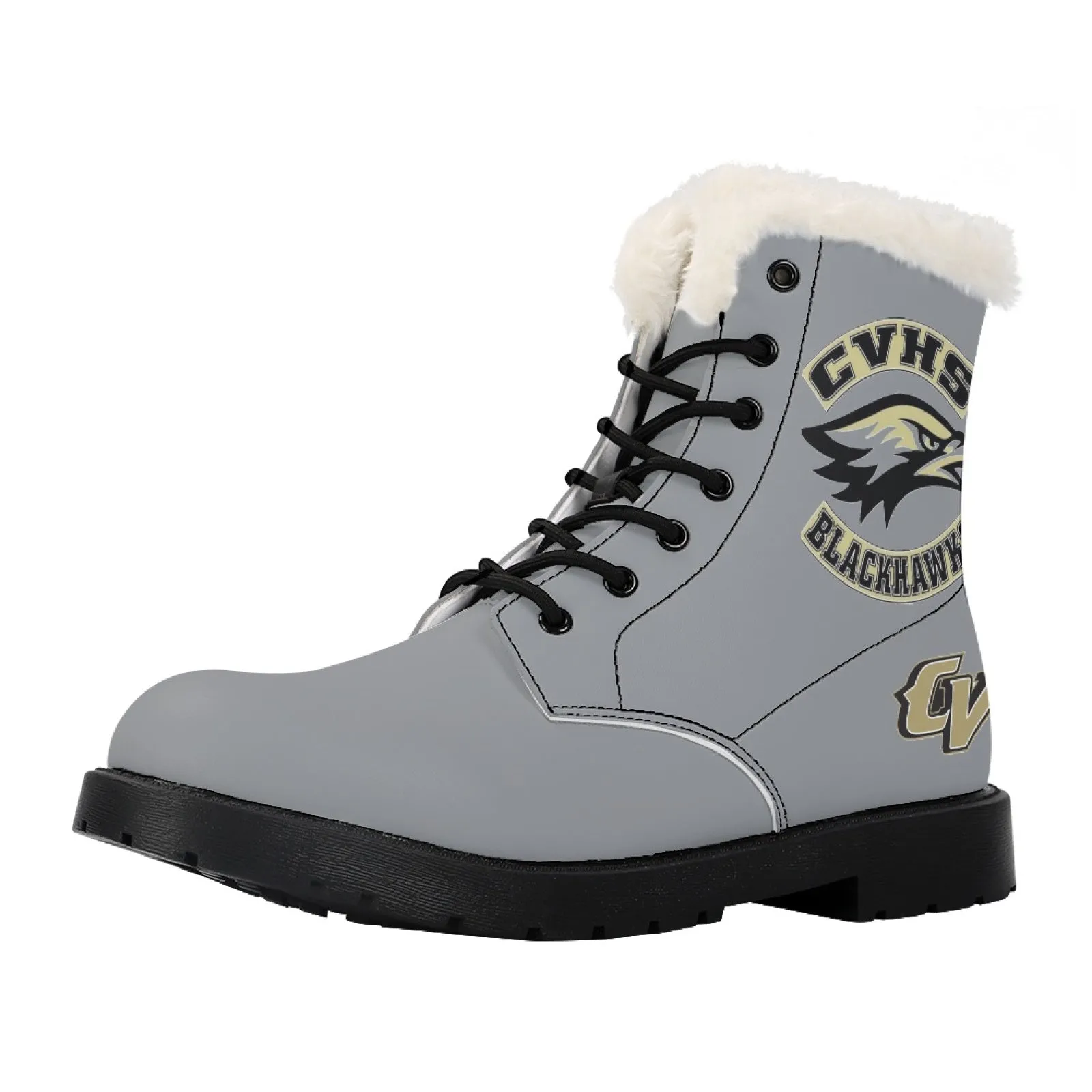 CVHS Seniors Rocker & 2025 Logo Women's Fur Top Combat Style Boots