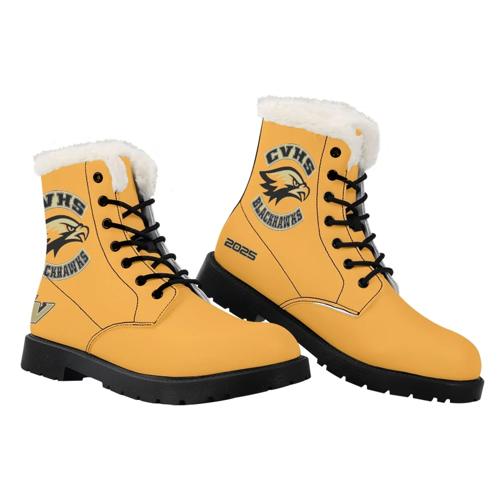 CVHS Seniors Rocker & 2025 Logo Women's Fur Top Combat Style Boots