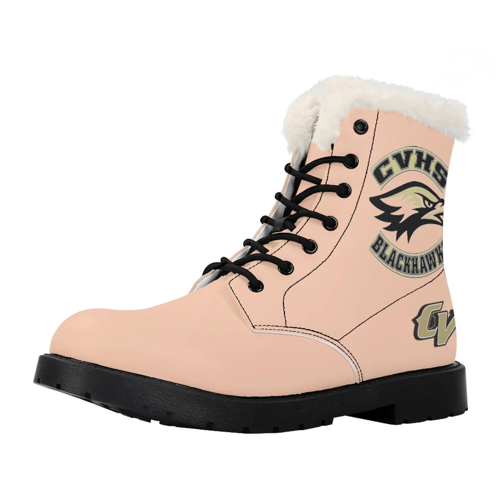 CVHS Seniors Rocker & 2025 Logo Women's Fur Top Combat Style Boots