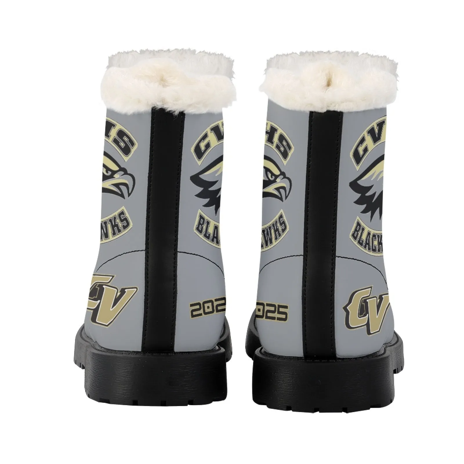 CVHS Seniors Rocker & 2025 Logo Women's Fur Top Combat Style Boots