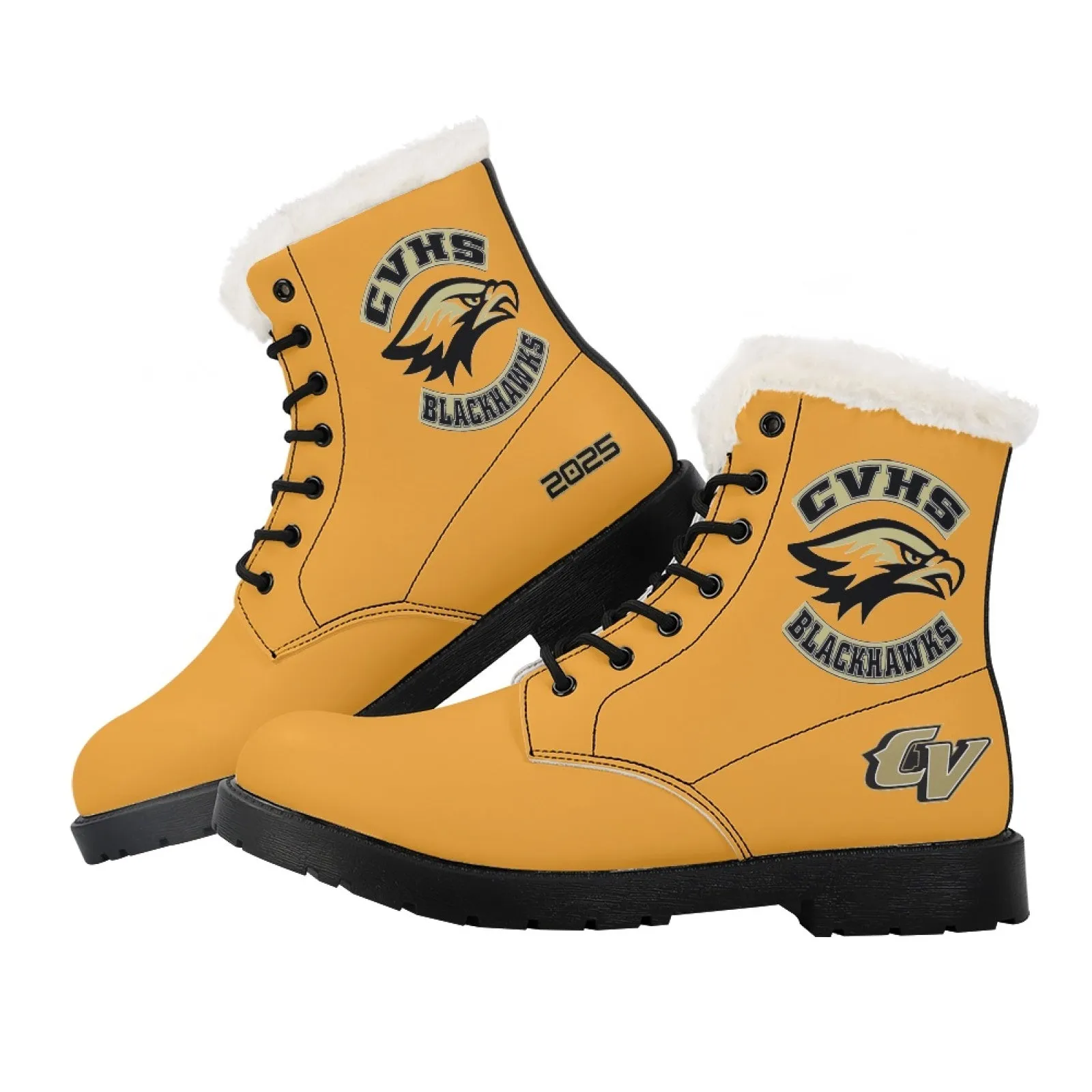 CVHS Seniors Rocker & 2025 Logo Women's Fur Top Combat Style Boots