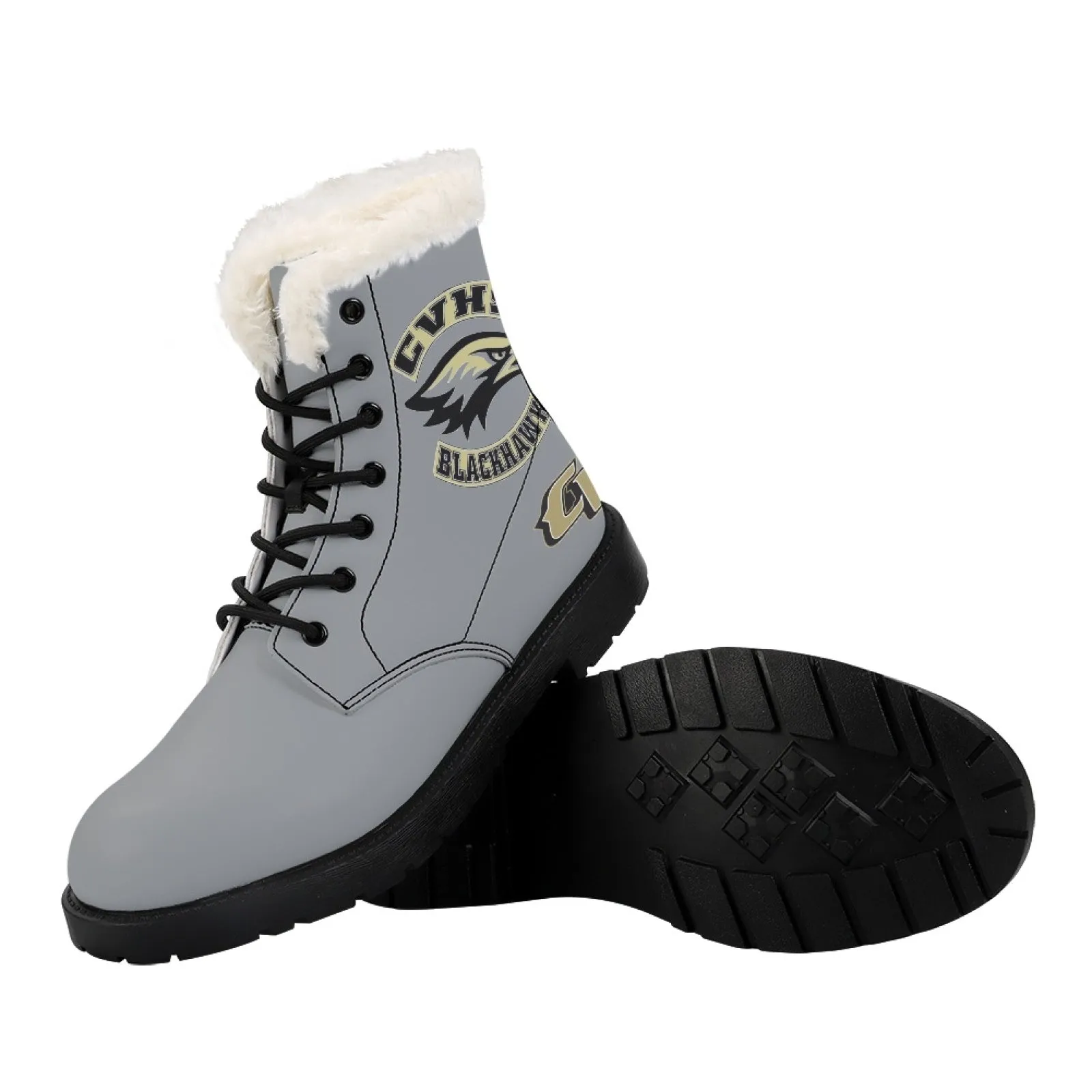 CVHS Seniors Rocker & 2025 Logo Women's Fur Top Combat Style Boots