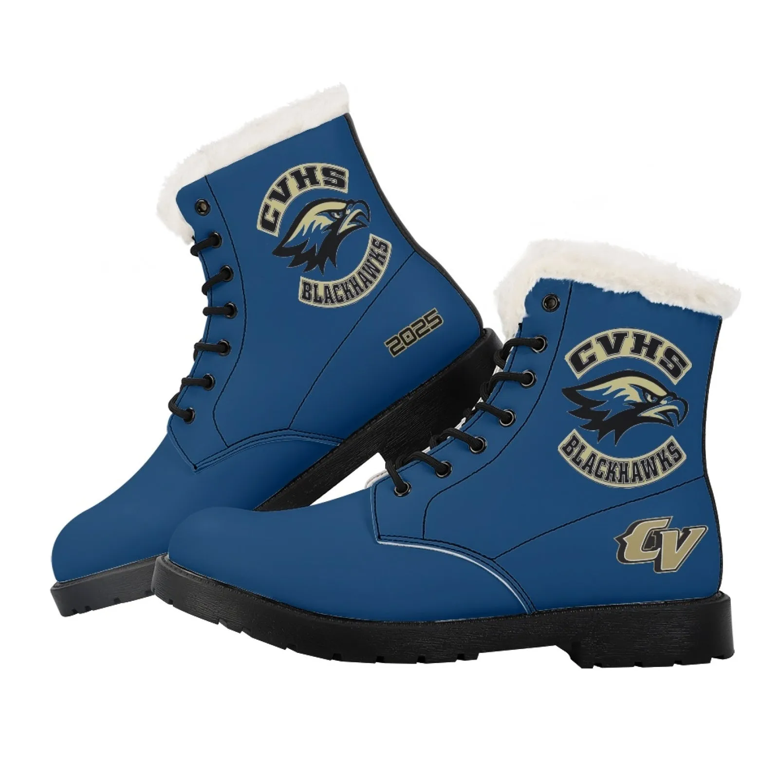 CVHS Seniors Rocker & 2025 Logo Women's Fur Top Combat Style Boots