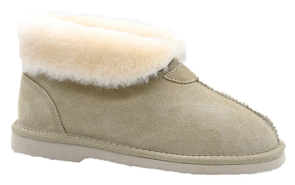 GROSBY Womens Princess UGG Boots Genuine Sheepskin Suede Leather Slippers