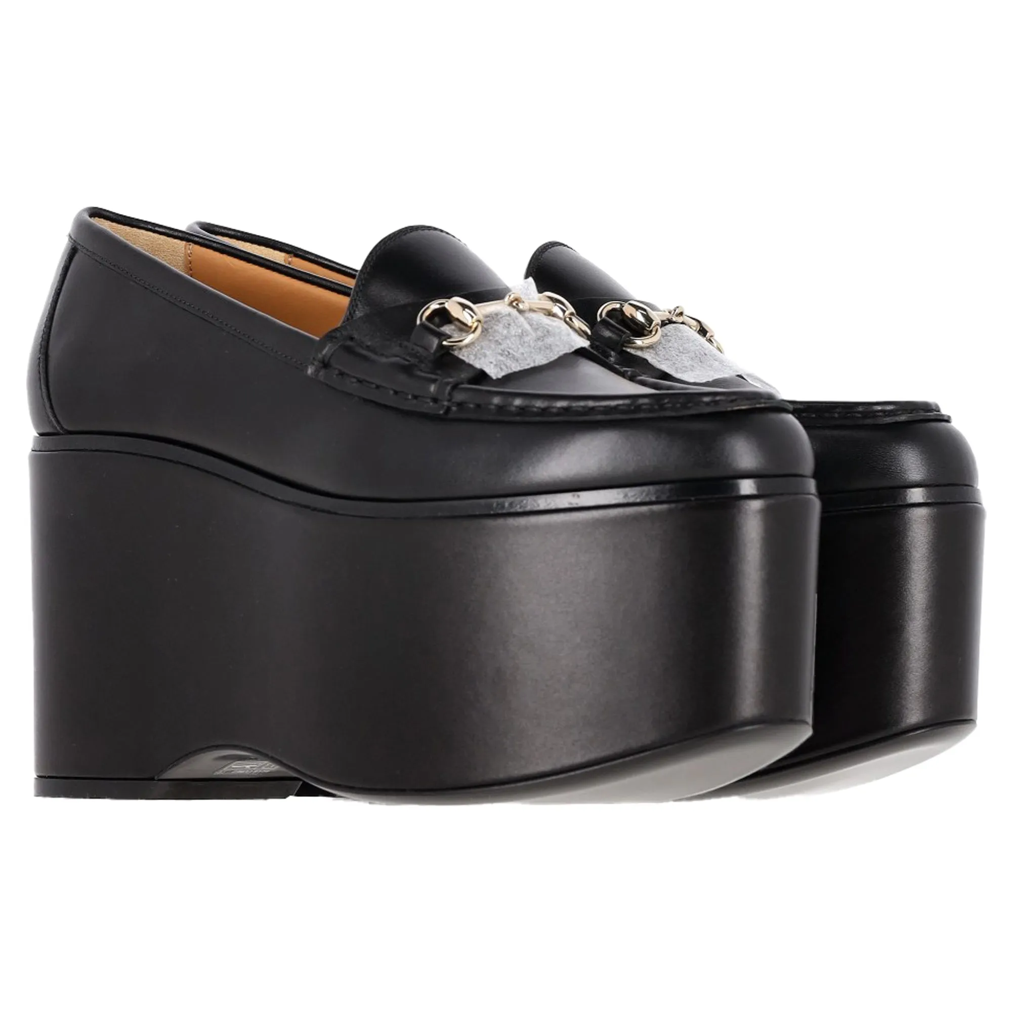 Gucci Horsebit Platform Loafers in Black Leather