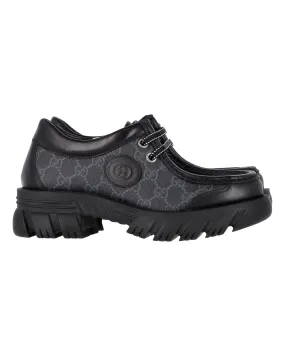 Gucci Monogram Quebec Retro Interlocking Platform Loafers in Black Leather