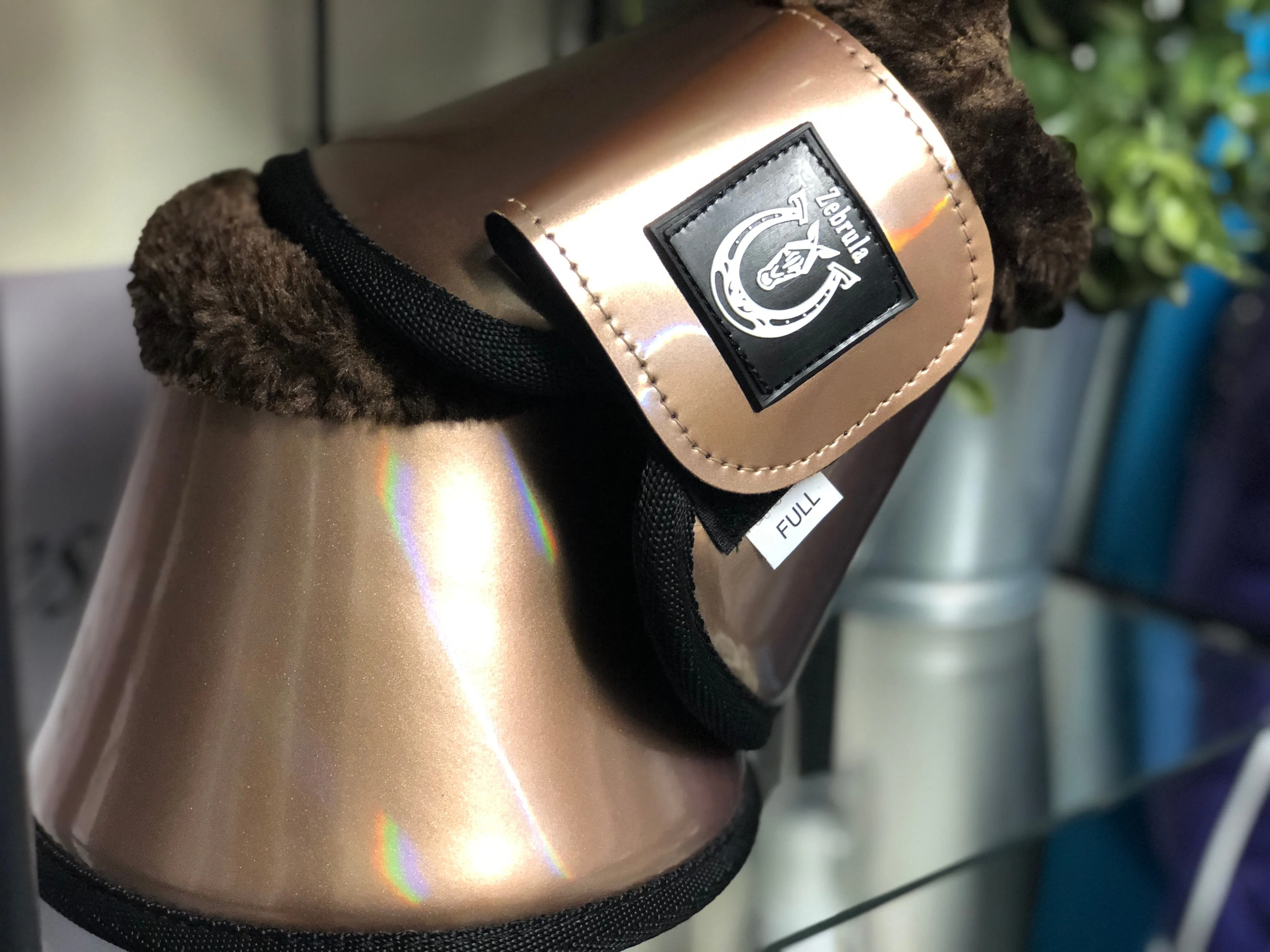 Holographic bronze bell boots
