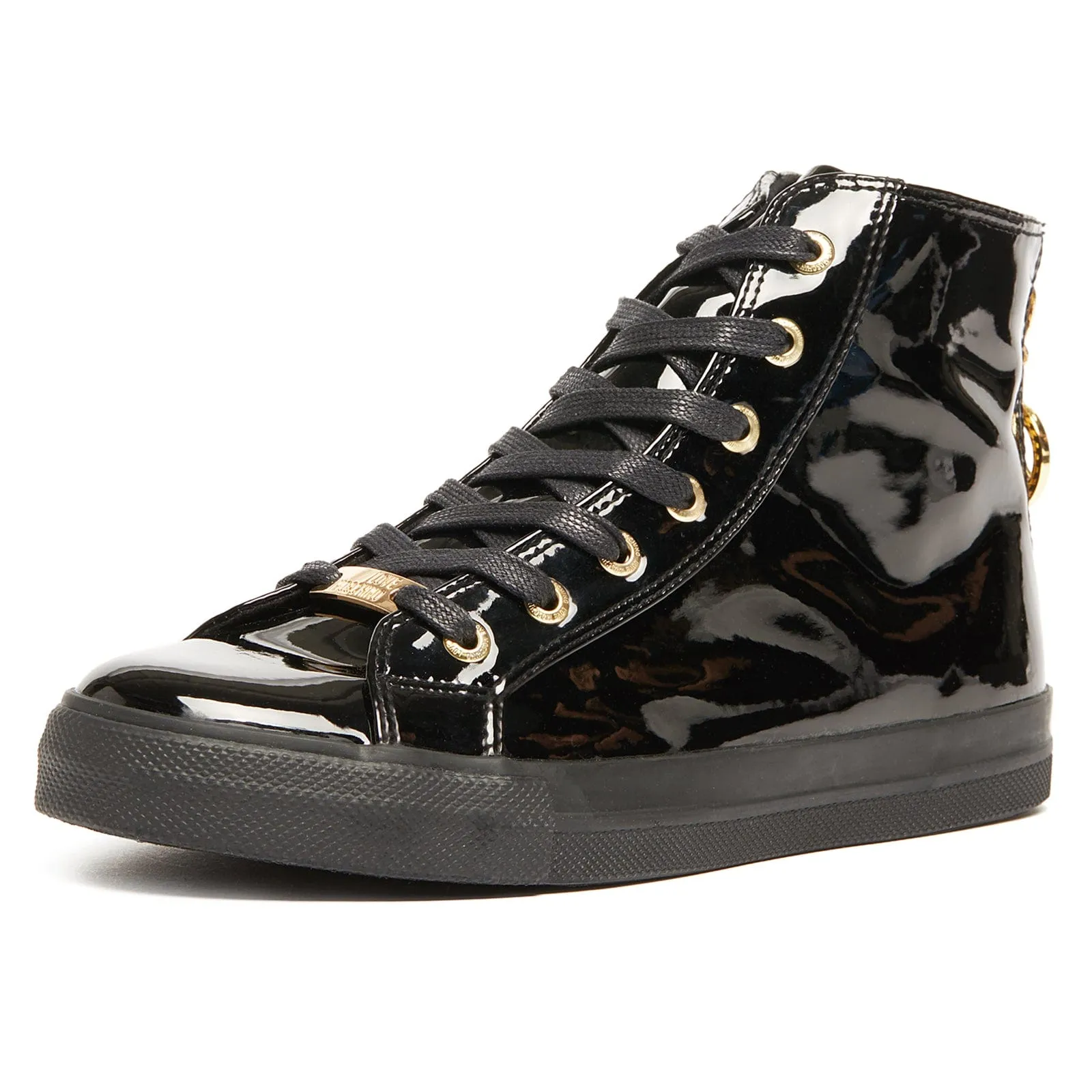 Love Moschino Black High Top Classic Patent Sneakers