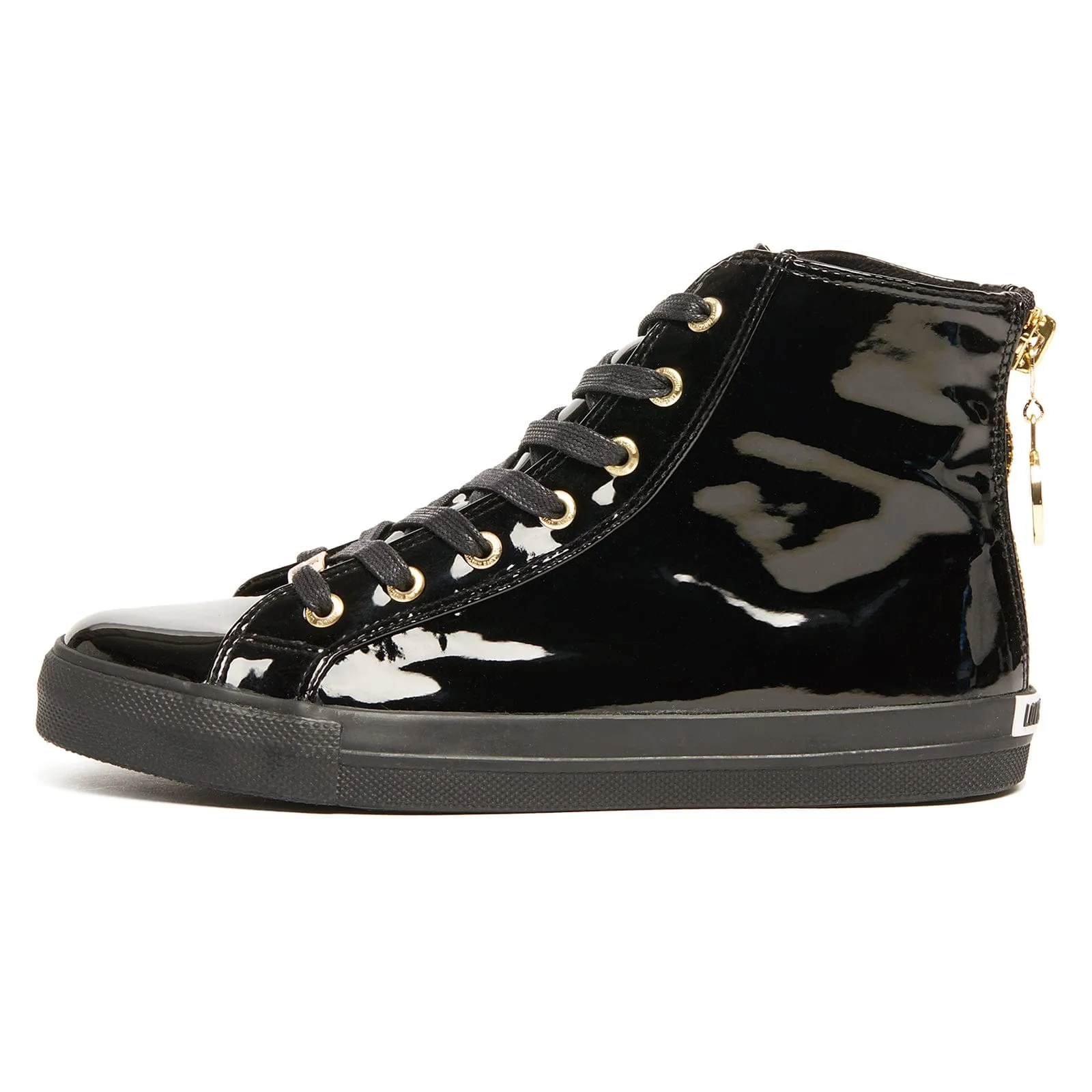 Love Moschino Black High Top Classic Patent Sneakers