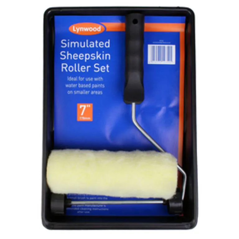 Lynwood Simulated Sheepskin Paint Roller Set with Tray 7"