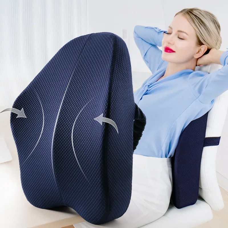 Memory Foam Lumbar Support Back Cushion Firm Pillow