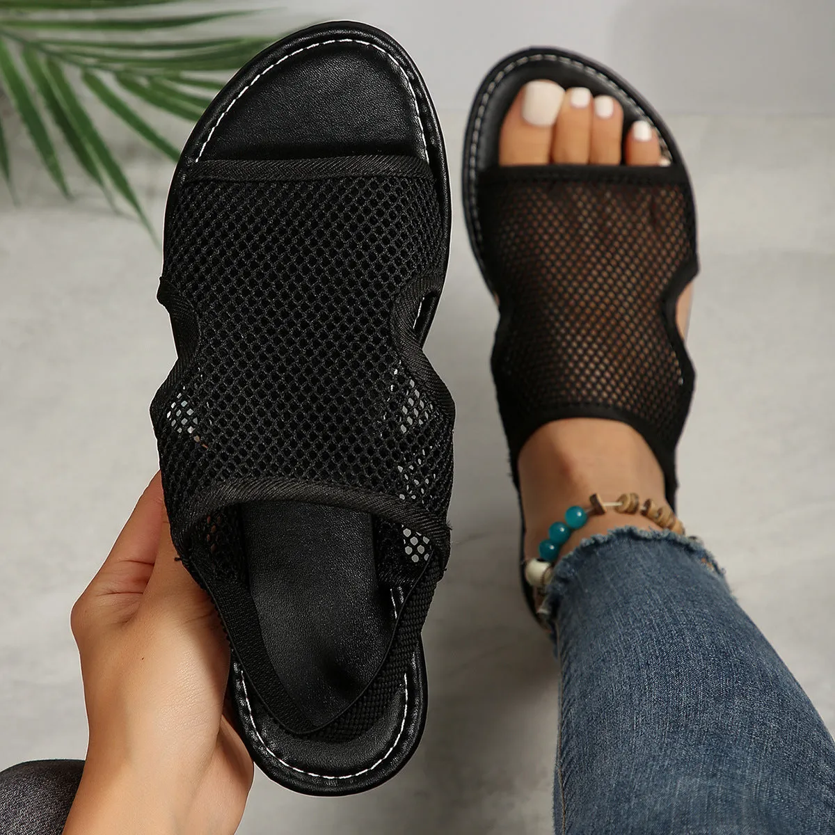 Mesh Sandals Summer Casual Breathable Flat Shoes For Women Men Beach Shoes