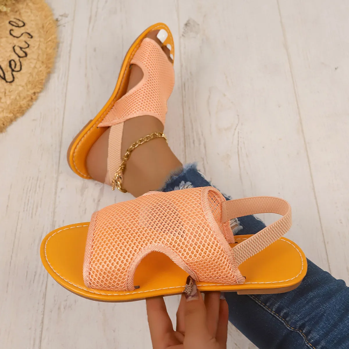 Mesh Sandals Summer Casual Breathable Flat Shoes For Women Men Beach Shoes
