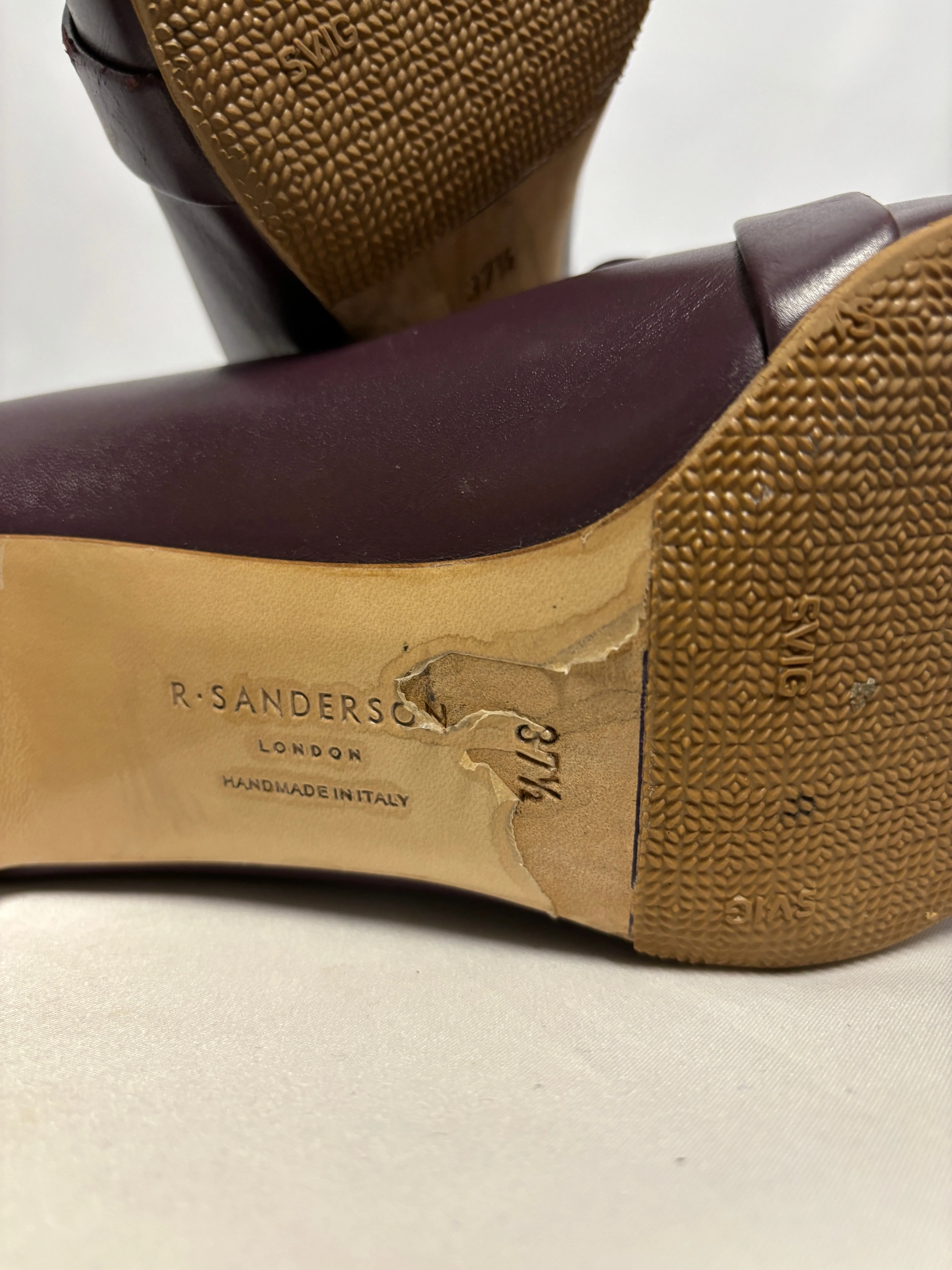 R. Sanderson Purple Sangria Monarch Calf Heels 4.5