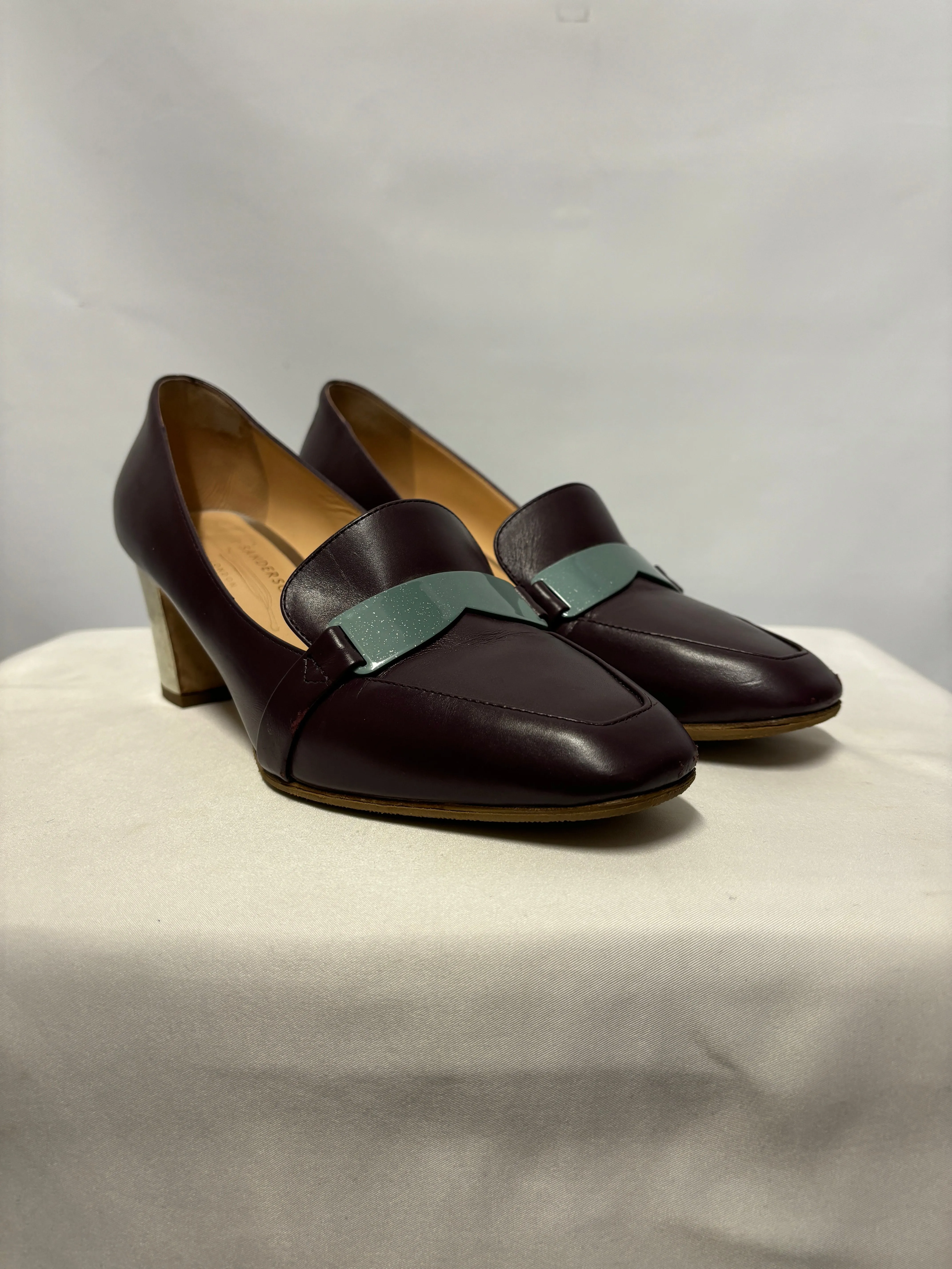 R. Sanderson Purple Sangria Monarch Calf Heels 4.5
