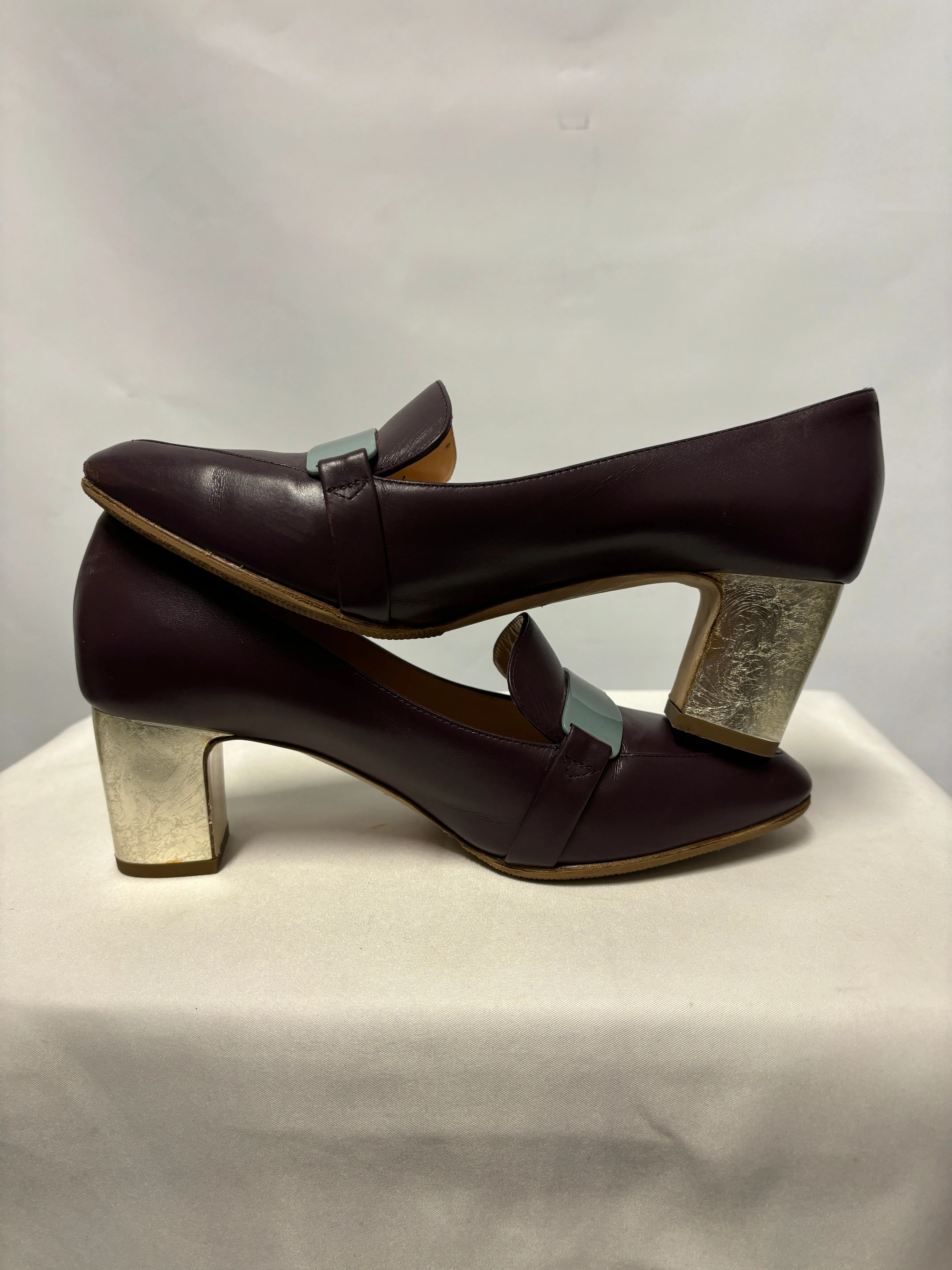 R. Sanderson Purple Sangria Monarch Calf Heels 4.5