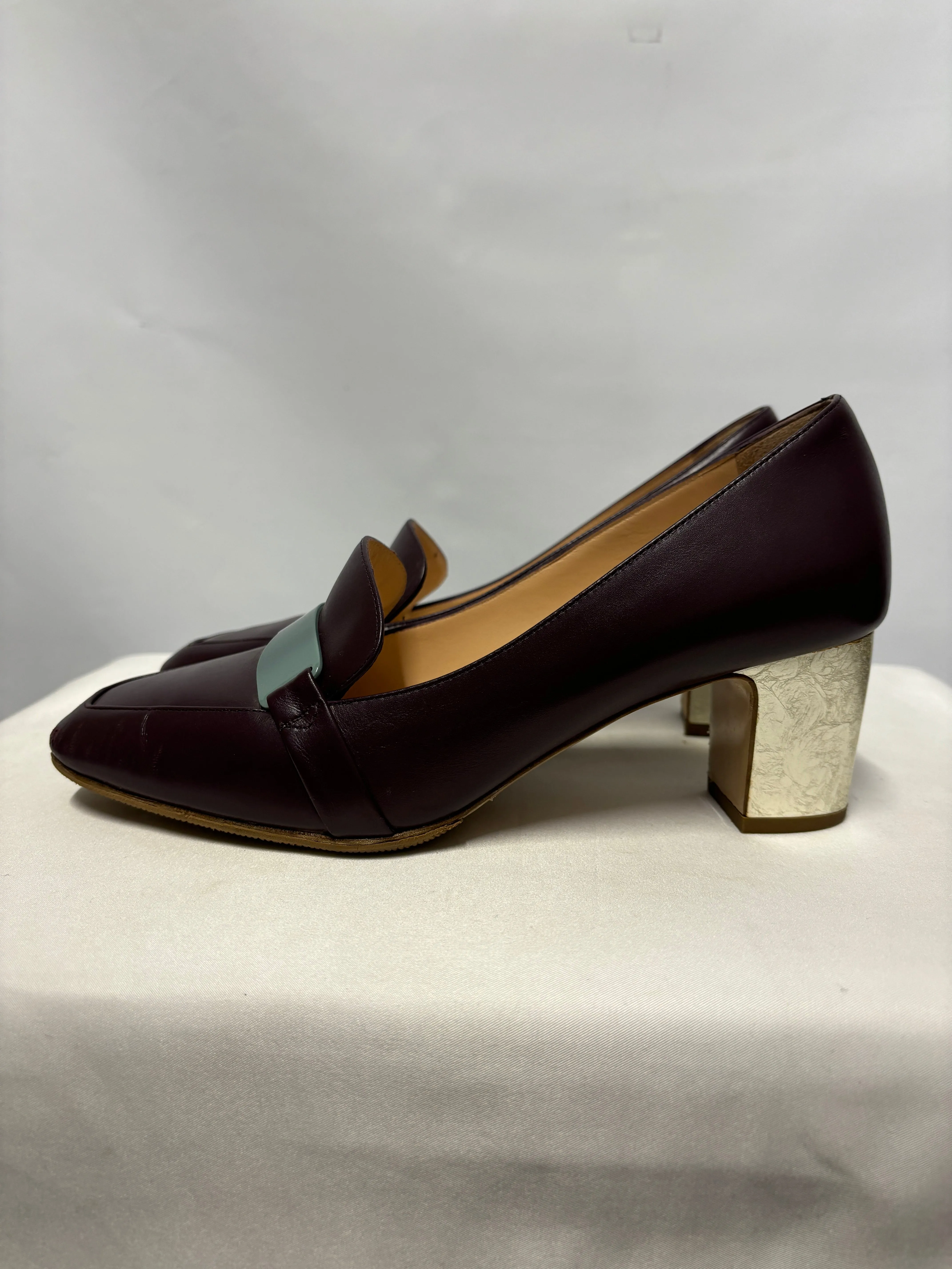 R. Sanderson Purple Sangria Monarch Calf Heels 4.5