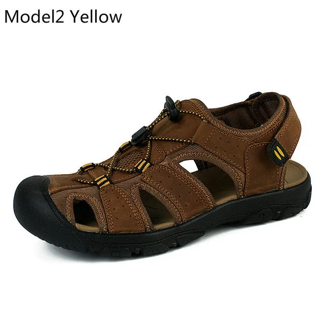 ROXDIA Summer  New Fashion Breathable Causal Men Sandals Genuine Leather Beach Shoes Men Shoes