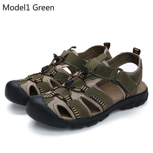 ROXDIA Summer  New Fashion Breathable Causal Men Sandals Genuine Leather Beach Shoes Men Shoes