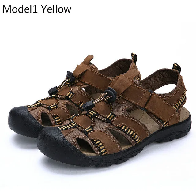 ROXDIA Summer  New Fashion Breathable Causal Men Sandals Genuine Leather Beach Shoes Men Shoes