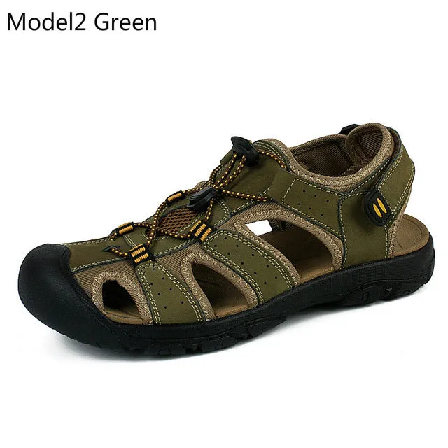 ROXDIA Summer  New Fashion Breathable Causal Men Sandals Genuine Leather Beach Shoes Men Shoes