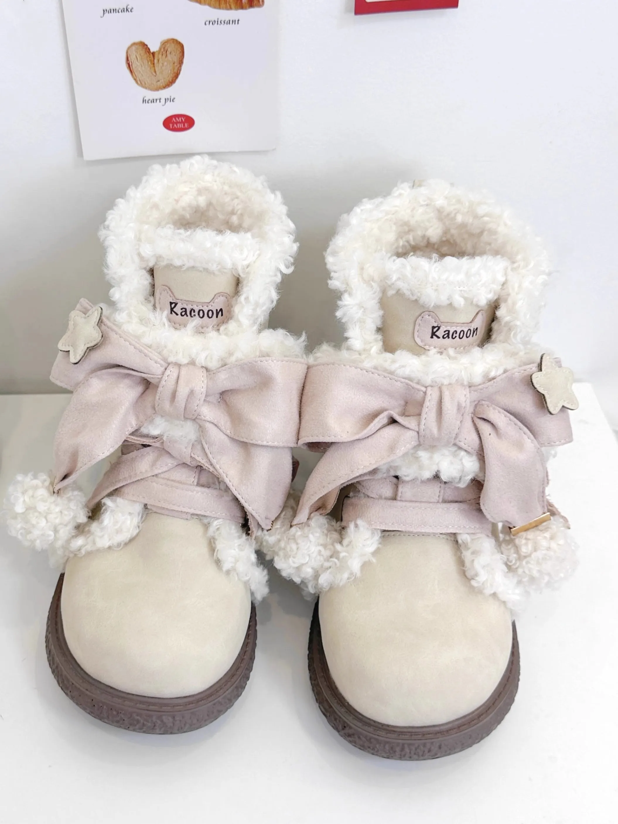 Sweet And Cute Round Toe Plush Snow Boots