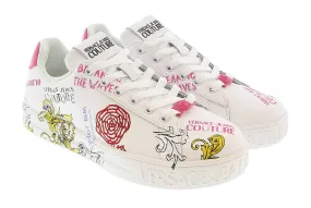 Versace Jeans Couture White Printed Fashion Court Sneakers-