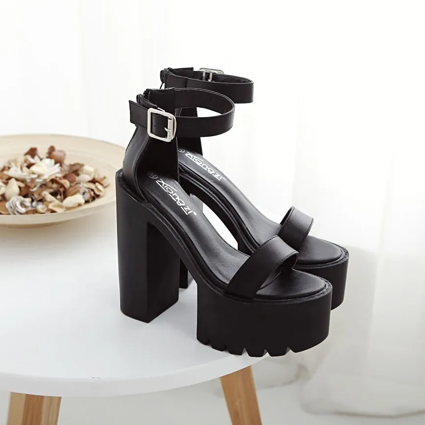 Y2K New High Heel Strap Sandals with Breathable Platform Design