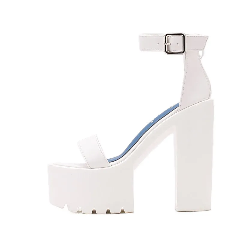 Y2K New High Heel Strap Sandals with Breathable Platform Design