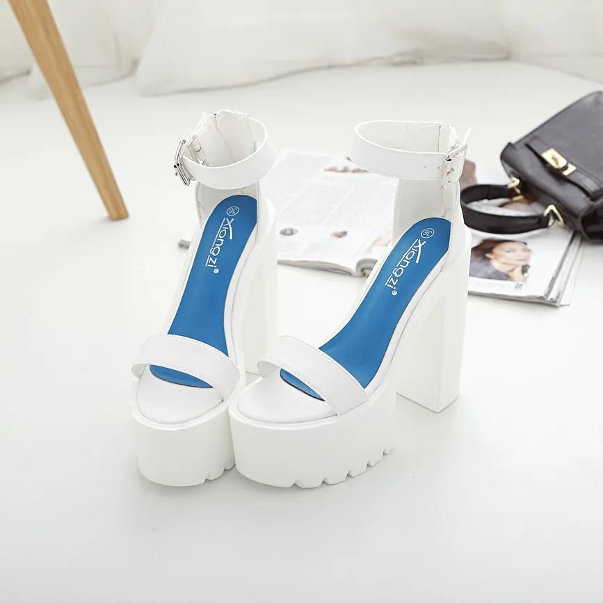 Y2K New High Heel Strap Sandals with Breathable Platform Design